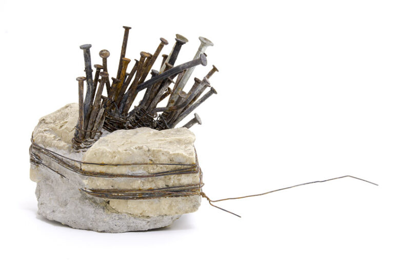 LRF 40., 2016, iron, stone, concrete, mixed media, 140 x 110 x 110 mm