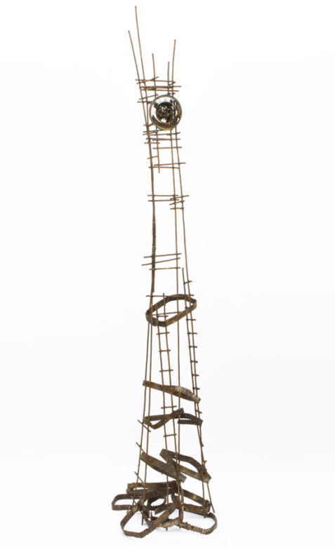 Clock tower, 2016., iron, clockwork, mixed media, 215 x 50 x 60 cm