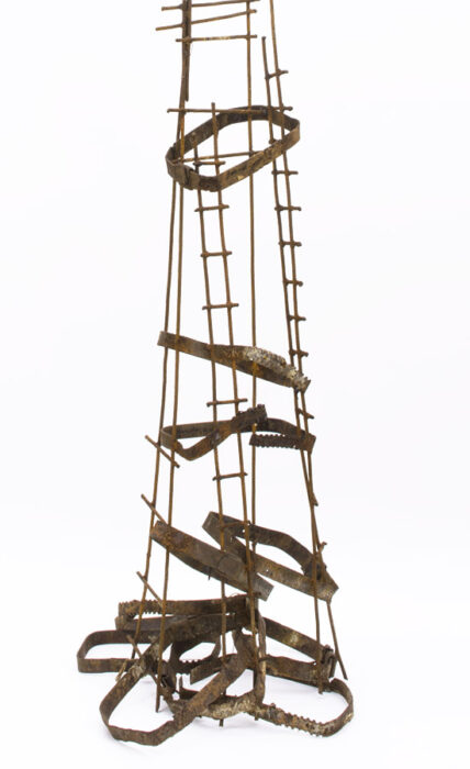 Clock tower , 2016., iron, clockwork, mixed media, 215 x 50 x 60 cm