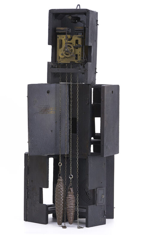 Aviary, 2017., wood, iron, clockwork, mixed media, 69 x 35 x 30 cm