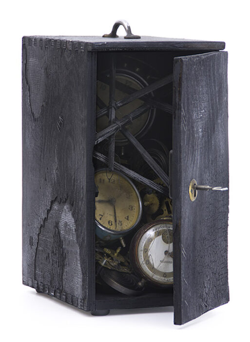 Portable private matter, 2018., wood, iron, clockwor &c., mixed media, 36 x 18 x 29 cm