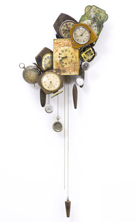 Comecon, 2018., wood, iron, brass, clockwork, clock, mixed media, 170 x 52 x 15 cm