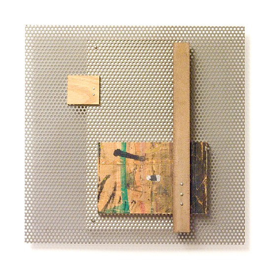 Dombormű #44., 2011., vas, fa, sárgaréz, vegyes technika, 30 x 30 cm