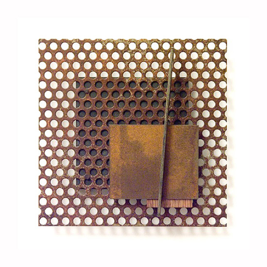 Dombormű #49., 2011., vas, fa, vegyes technika, 20 x 20 cm
