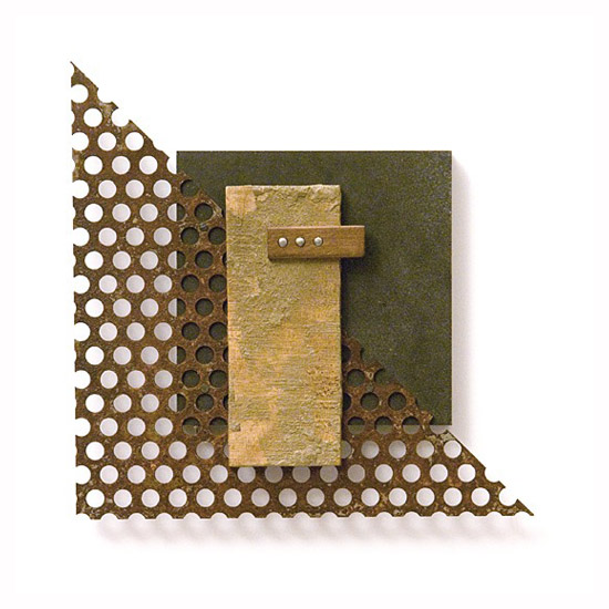 Dombormű #50., 2011., vas, fa, vegyes technika, 20 x 20 cm