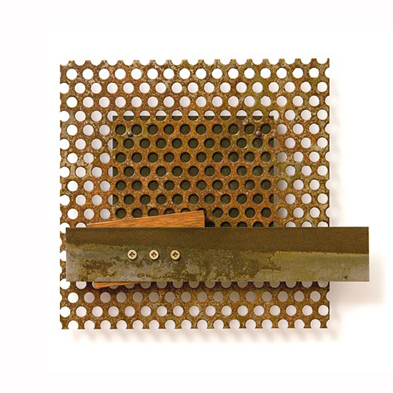 Relief #51., 2011., iron, wood, brass, mixed media, 20 x 23 cm