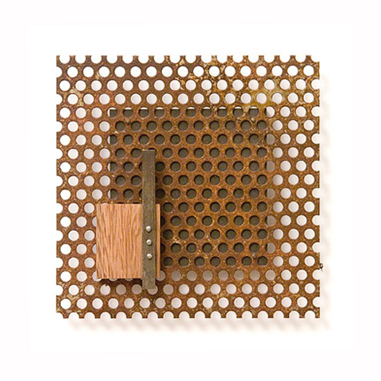 Relief #52., 2011., iron, wood, brass, mixed media, 20 x 20 cm