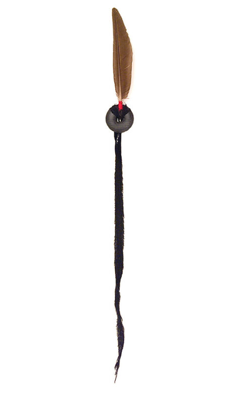 Cultic proto-money, 1997., ceramics, feather, textile, mixed media, 1070 x 80 mm