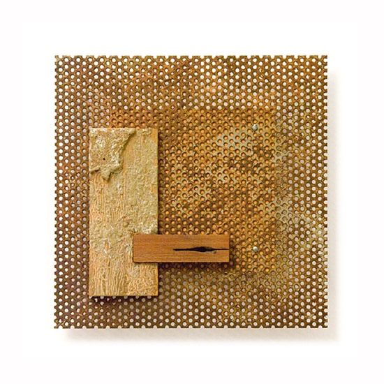 Dombormű #53., 2011., vas, fa, vegyes technika, 20 x 20 cm