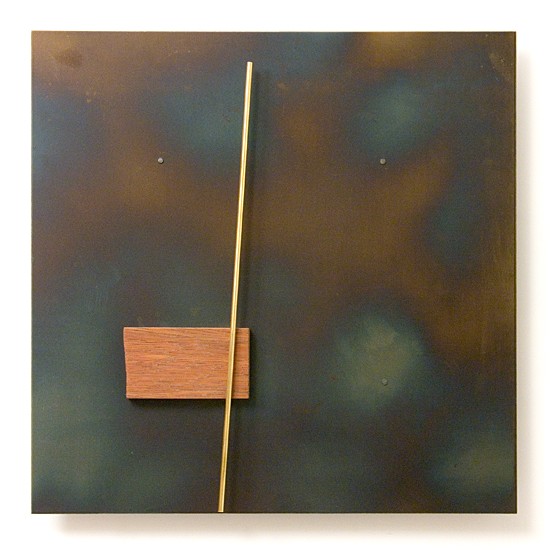 Dombormű #58., 2011., vas, fa, sárgaréz, vegyes technika, 33 x 33 cm