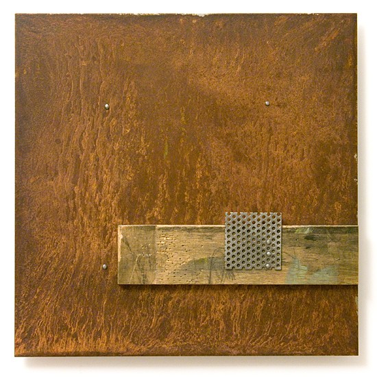 Dombormű #61., 2011., vas, fa, vegyes technika, 30 x 30 cm