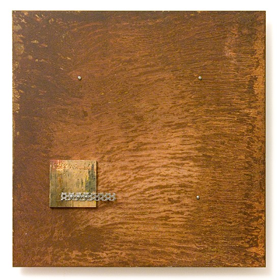 Dombormű #63., 2011., vas, fa, vegyes technika, 30 x 30 cm