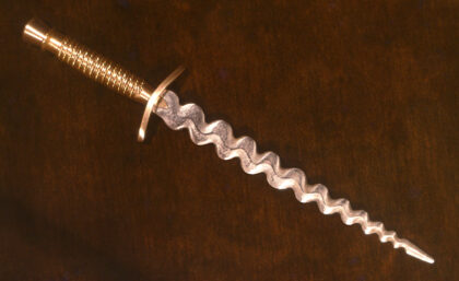 Dagger, 1985., steel, brass, tin inlay, 320 x 75 mm