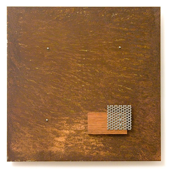 Dombormű #64., 2011., vas, fa, vegyes technika, 30 x 30 cm