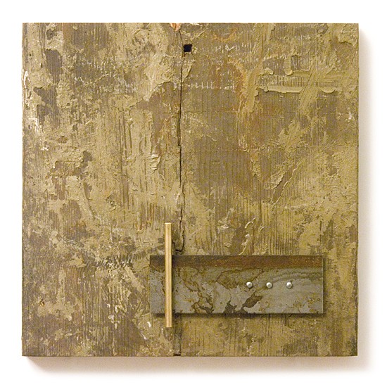 Dombormű #72., 2011., vas, fa, sárgaréz, vegyes technika, 22 x 22,5 cm