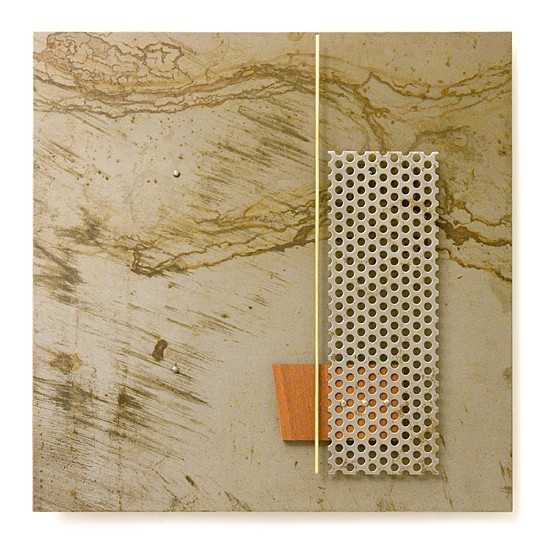 Dombormű #75., 2011., vas, fa, sárgaréz, vegyes technika, 30 x 30 cm
