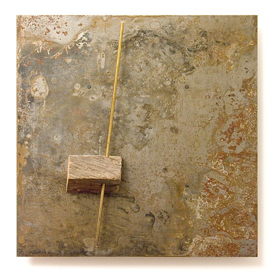 Dombormű #77., 2011., vas, fa, sárgaréz, vegyes technika, 30 x 30 cm