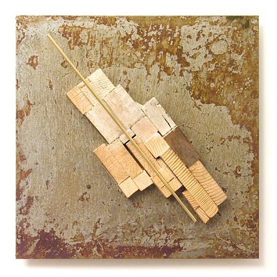 Relief #79., 2011., iron, wood, brass, mixed media, 30 x 30 cm