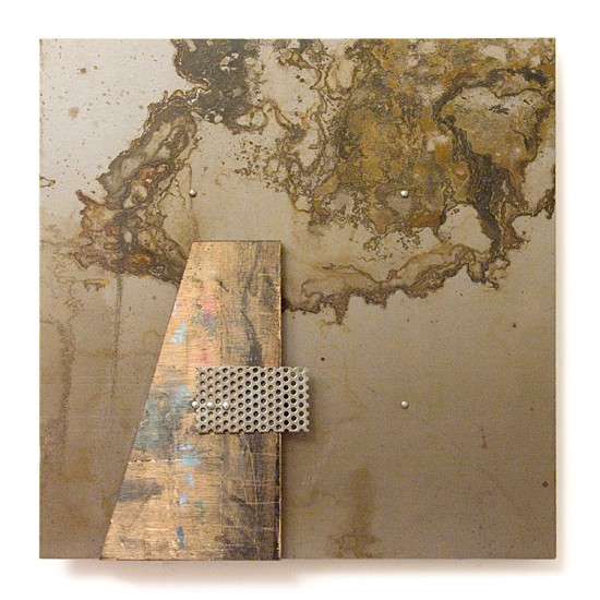 Dombormű #81., 2011., vas, fa, vegyes technika, 30 x 30 cm