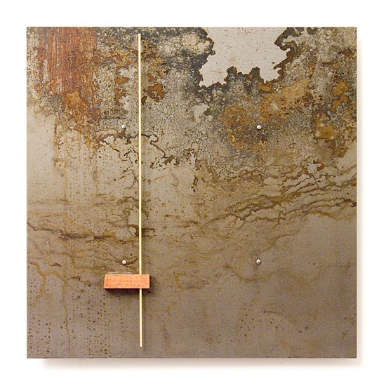 Dombormű #86., 2011., vas, fa, sárgaréz, vegyes technika, 30 x 30 cm