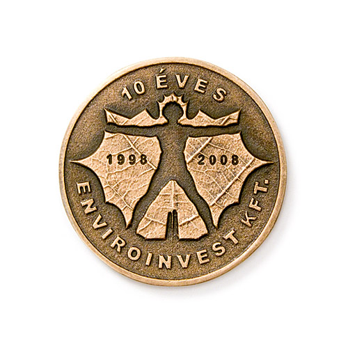 Jubilee commemorative medal, 2008, bronze, cast, 60 mm, Enviroinvest Kft.