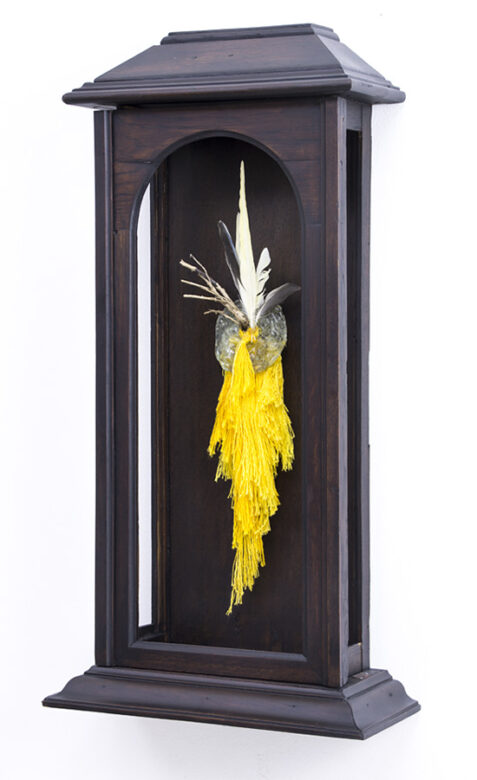 Homemade altar, 2021, wood, glass, textile &c., 69 x 35 x 16 cm