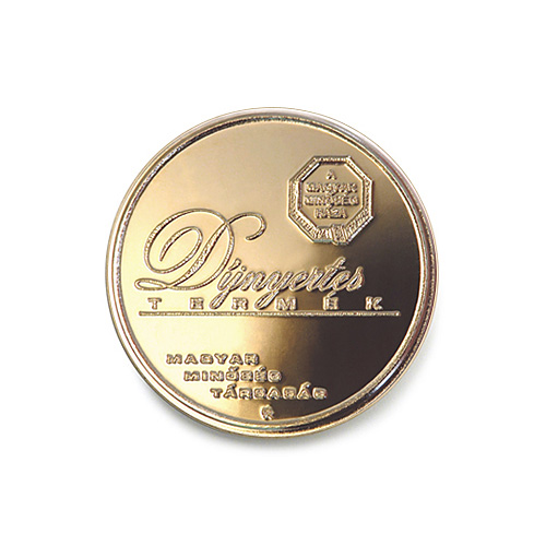 Hungarian House of Quality Award-winning product and service, 1998., copper, struck, gilded, 40 mm, Hungarian Quality Society