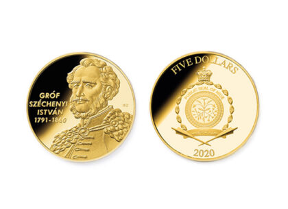 Count István Széchenyi - commemorative coin, 2020, gold, minted, 18 mm, obverse: László Szlávics jr., issuer: Niue