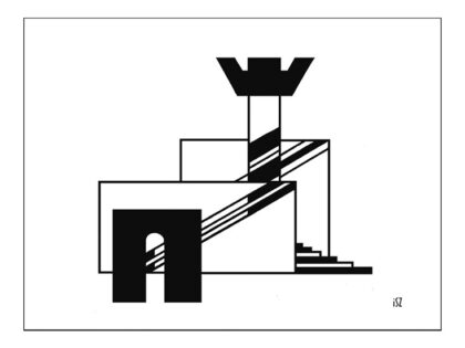 A torony - Hommage à Tatlin, III., 1981., tollrajz, digitális változat, 210 x 297 mm
